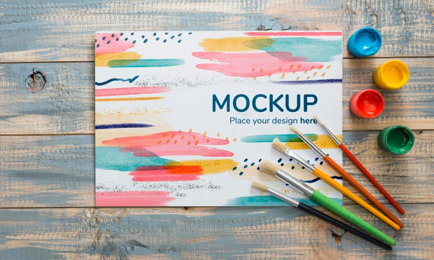 Top View Artist Concept Composition With Card Mock-Up Psd