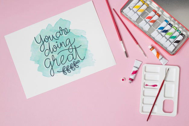 Top View Artistic Tempera With Pencils Psd