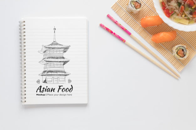 Top View Asian Food Concept Psd