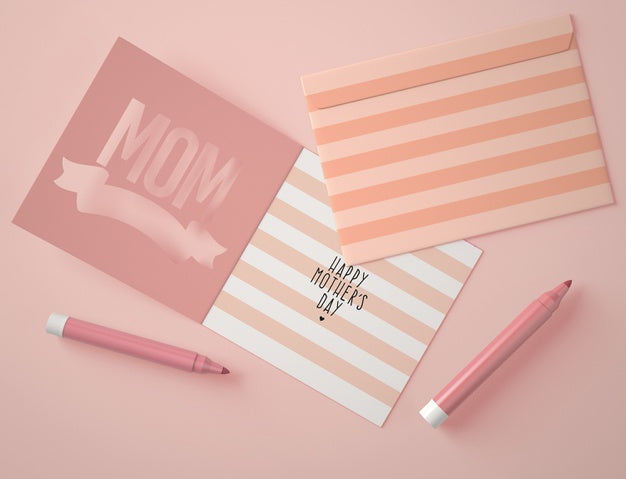 Top View Assortment For Mother'S Day With Card Scene Creator Psd
