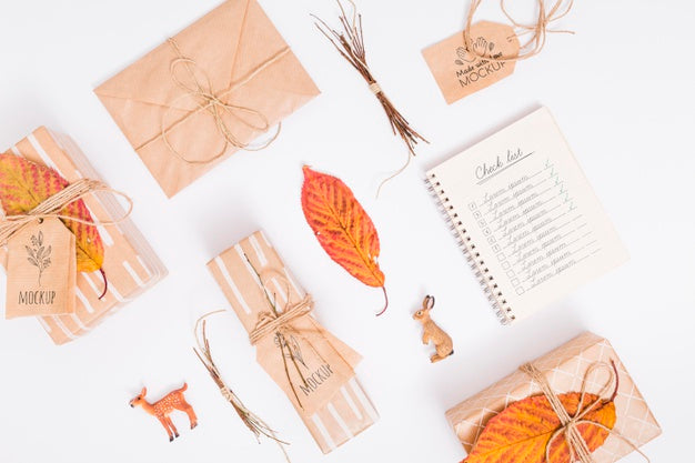 Top View Assortment Of Birthday Presents With Tags Psd