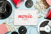 Top View Assortment Of Cinema Elements Mock-Up Psd
