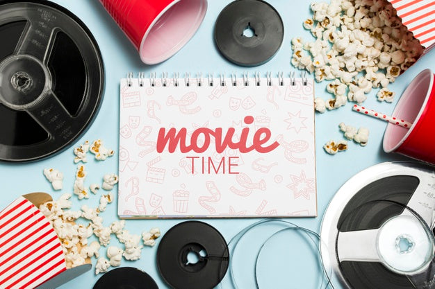 Top View Assortment Of Cinema Elements Mock-Up Psd