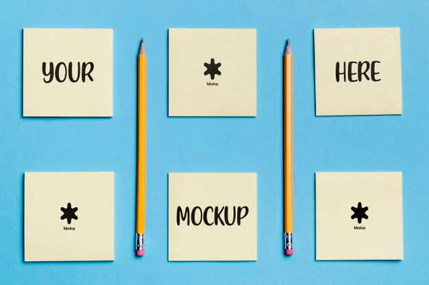 Top View Assortment Of Notes And Pencils Psd