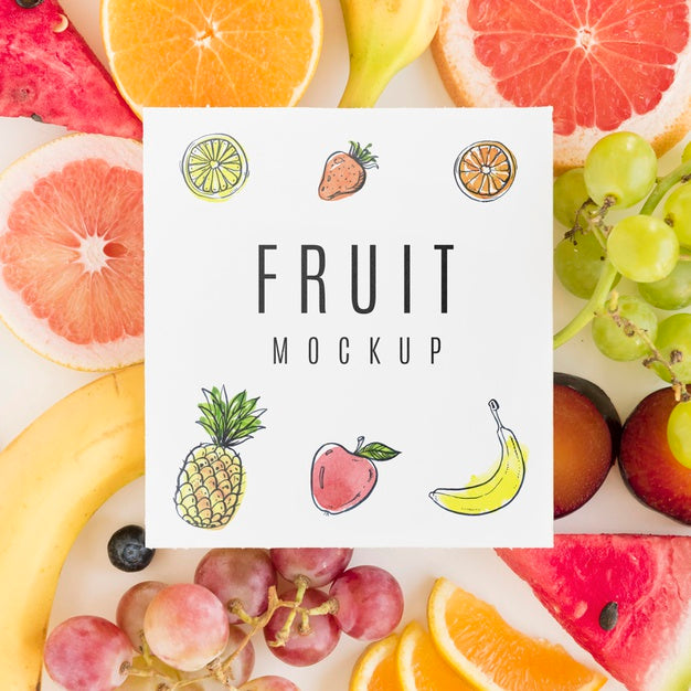 Top View Assortment Of Organic Fruits With Mock-Up Psd
