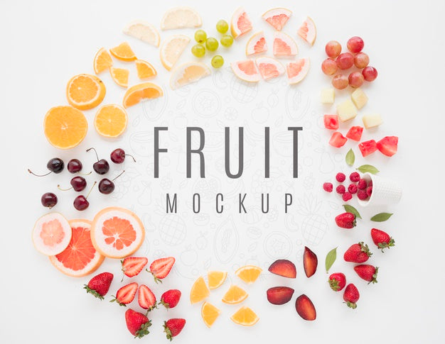 Top View Assortment Of Organic Fruits With Mock-Up Psd