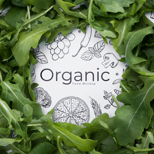 Top View Assortment Of Rocket Salad With Mock-Up Psd