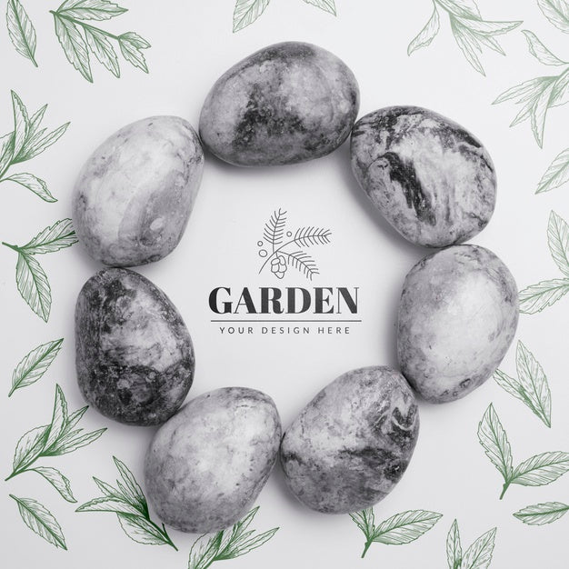 Top View Assortment Of Rocks With Mock-Up Psd