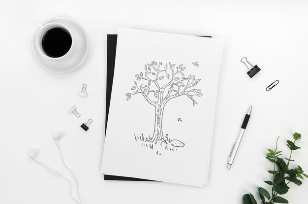 Top View Assortment With Card Mock-Up On White Background Psd