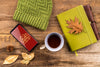 Top View Autumn Arrangement With Hat And Coffee Cup Psd