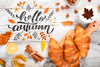 Top View Autumn Breakfast Concept On Wooden Background Psd