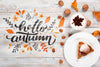 Top View Autumn Breakfast Concept With Pie Psd
