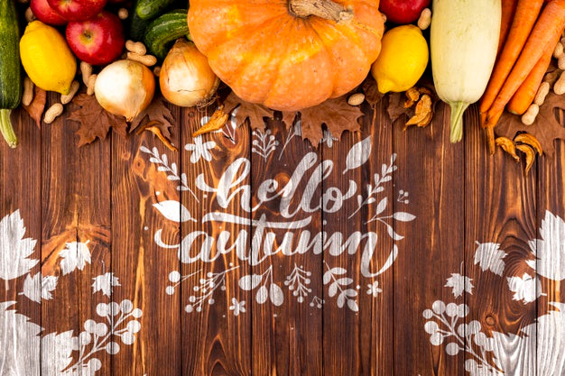 Top View Autumn Decoration With Pumpkins Psd