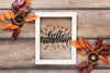 Top View Autumn Mock-Up On Wooden Background Psd