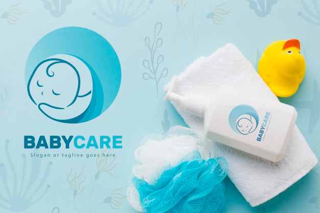 Top View Baby Care Bath Accessories Psd