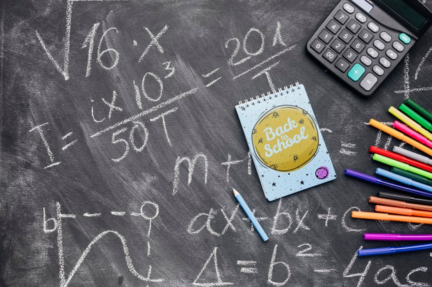 Top View Back To School Concept With Chalkboard Psd