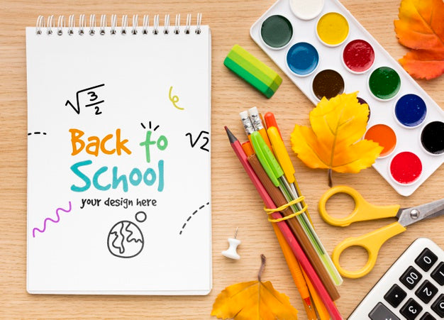 Top View Back To School Elements Composition Mock-Up Psd