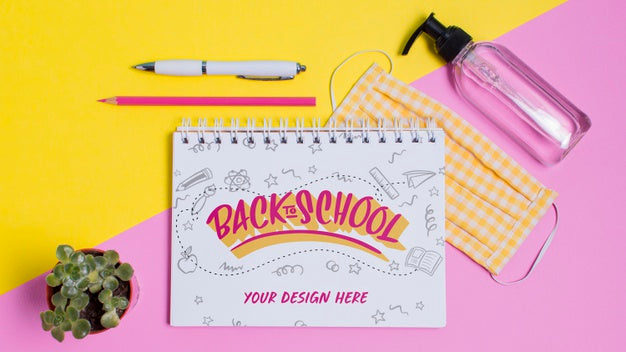 Top View Back To School Supplies With Mock-Up Psd