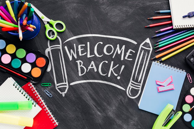 Top View Back To School With Black Background Psd