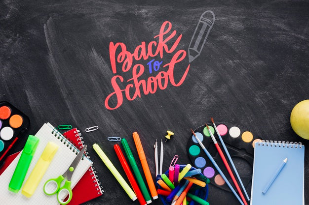 Top View Back To School With Black Background Psd