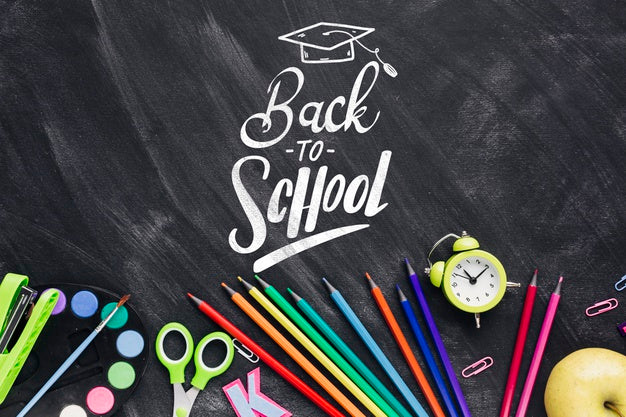Top View Back To School With Black Background Psd