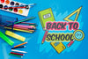Top View Back To School With Blue Background Psd