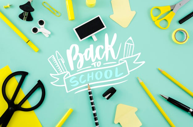 Top View Back To School With Blue Background Psd