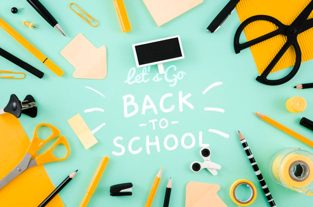 Top View Back To School With Blue Background Psd