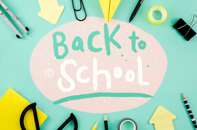 Top View Back To School With Blue Background Psd