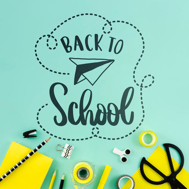 Top View Back To School With Blue Background Psd
