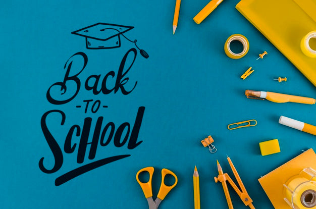 Top View Back To School With Blue Background Psd