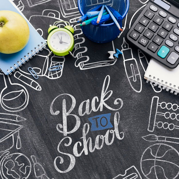 Top View Back To School With Chalkboard Psd