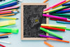 Top View Back To School With Chalkboard Psd