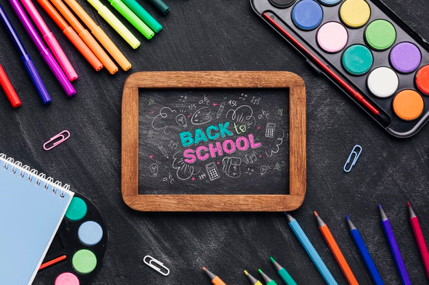 Top View Back To School With Chalkboard Psd