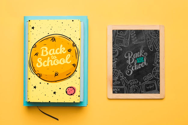 Top View Back To School With Chalkboard Psd