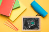 Top View Back To School With Chalkboard Psd