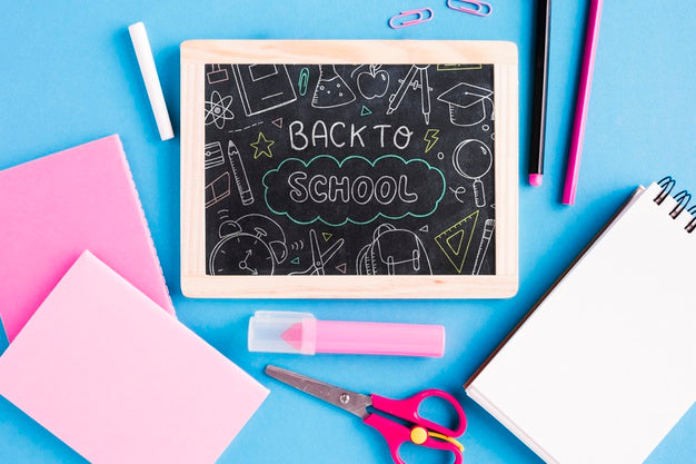 Top View Back To School With Chalkboard Psd