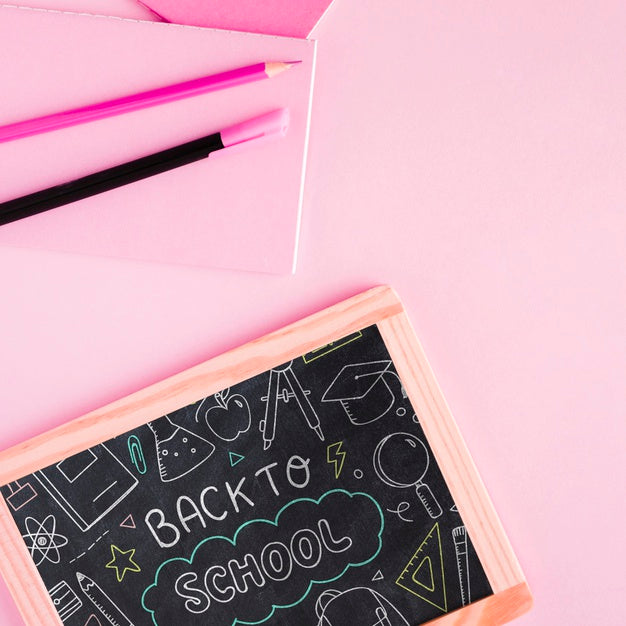 Top View Back To School With Chalkboard Psd