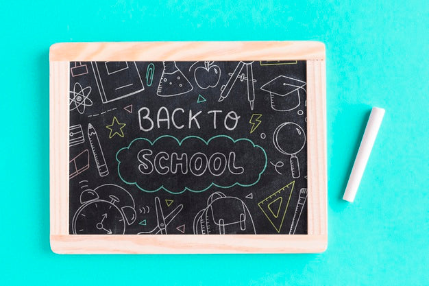 Top View Back To School With Chalkboard Psd