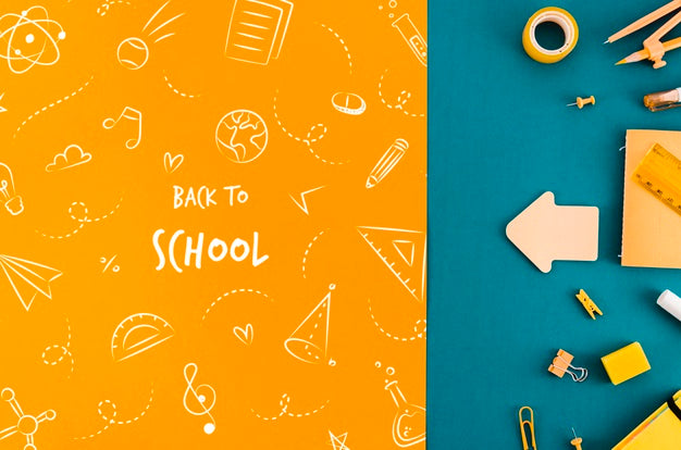 Top View Back To School With Colouful Background Psd