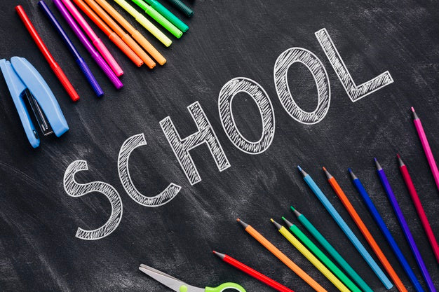 Top View Back To School With Colourful Supplies Psd