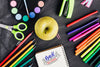 Top View Back To School With Colourful Supplies Psd