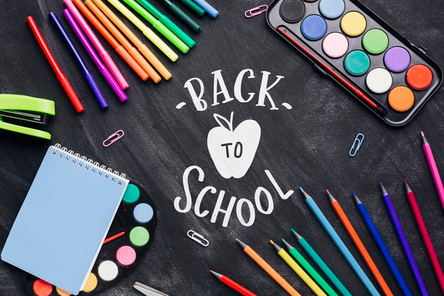 Top View Back To School With Colourful Supplies Psd