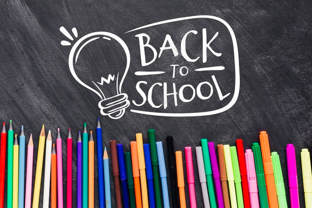 Top View Back To School With Colourful Supplies Psd