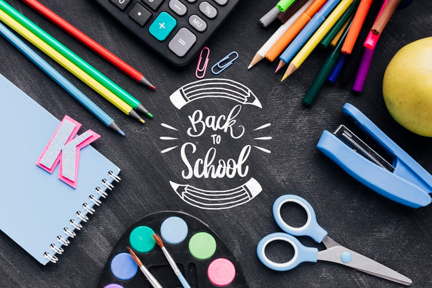 Top View Back To School With Colourful Supplies Psd