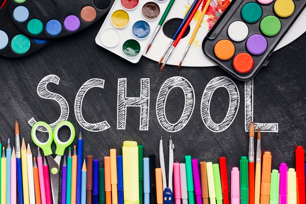 Top View Back To School With Colourful Supplies Psd