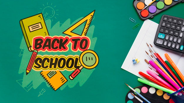 Top View Back To School With Green Background Psd