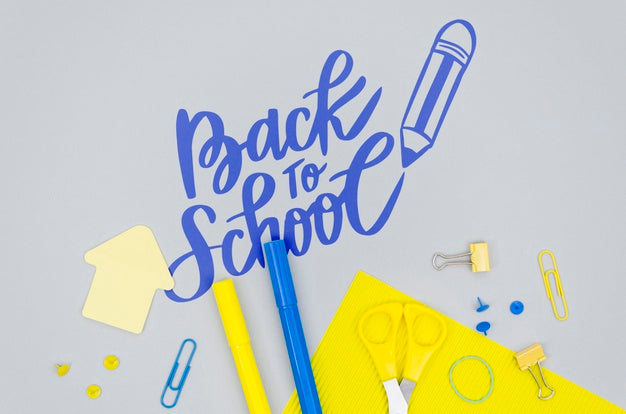 Top View Back To School With Grey Background Psd