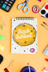 Top View Back To School With Notepad Psd