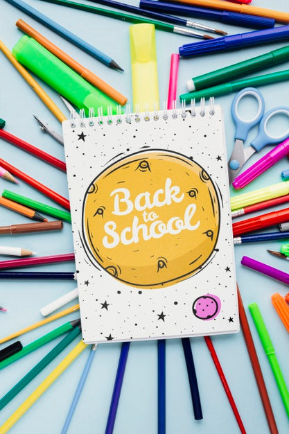 Top View Back To School With Notepad Psd